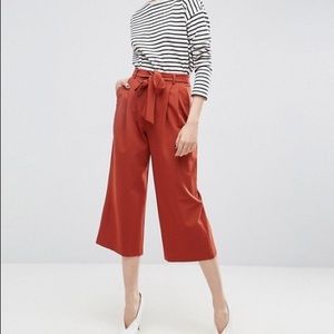 ASOS culotte wide leg pants with tie waist